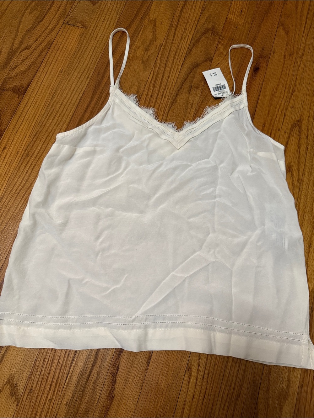 Abercrombie & Fitch White Lace-Trim V-Neck Cami